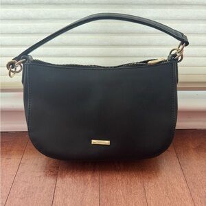 Chic Black Shoulder Bag with Gold Details